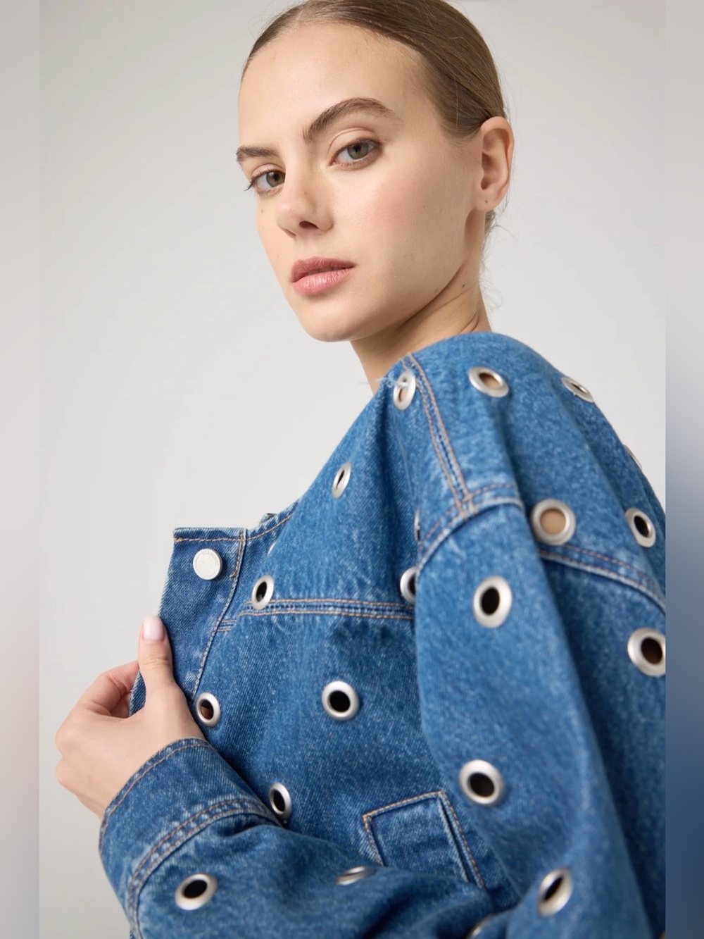 BLANK NYC SILVER DREAMS JACKET IN MEDIUM BLUE - Picture 2 of 4